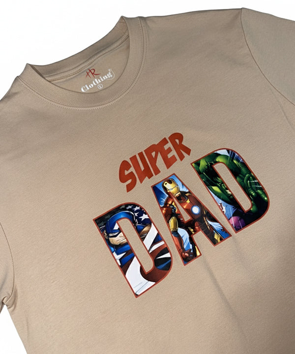 HR Clothing Men’s Super Dad Printed T-Shirt – Beige TSH-5921