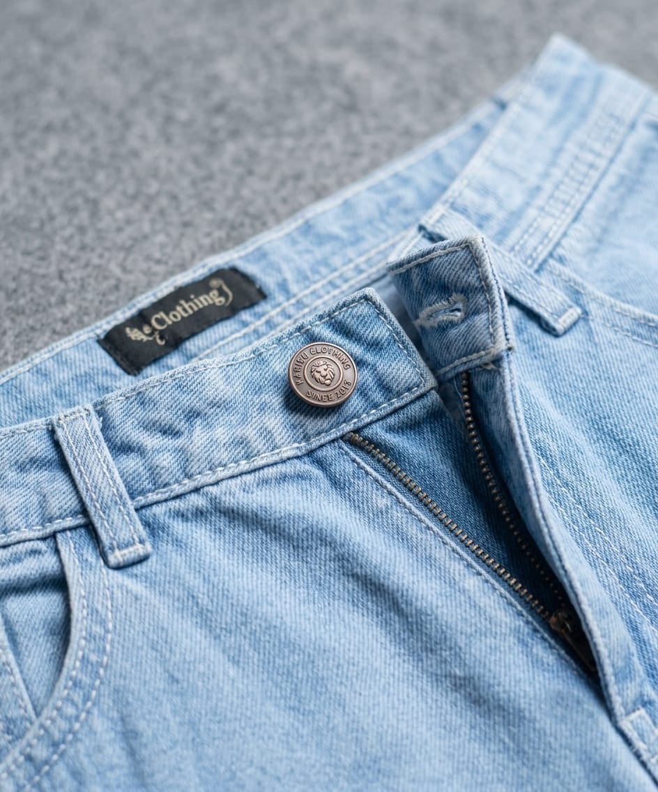 Men's Denim Smart Baggy Jeans - Ice-Blue - JP-2265