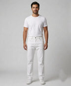 Men's Denim Straight Fit Jeans - White - JP-2267