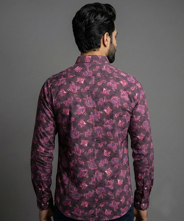 Men's Casual Shirt - Shc-0815 Maroon Floral