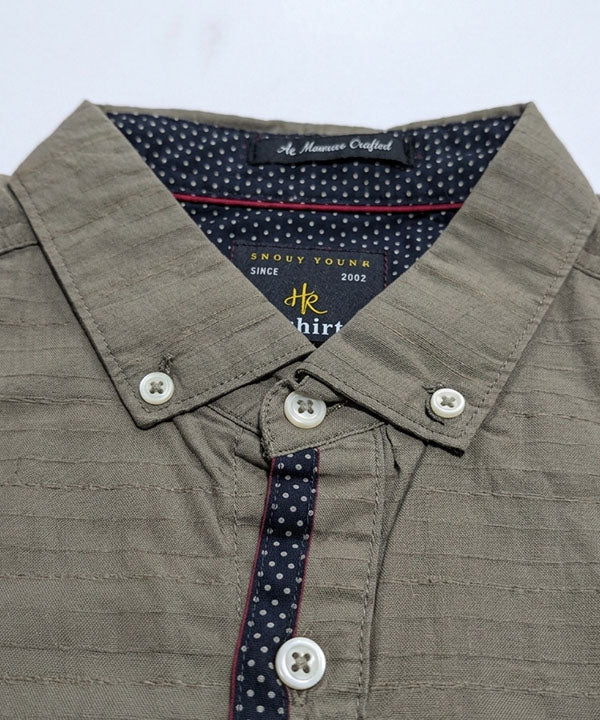 Men's Casual Shirt - Green Stripe Shc-1619 ORG