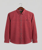 HR Clothing Men's Casual Shirt - Maroon-Stripe Shc-1811 (ORG)(H)