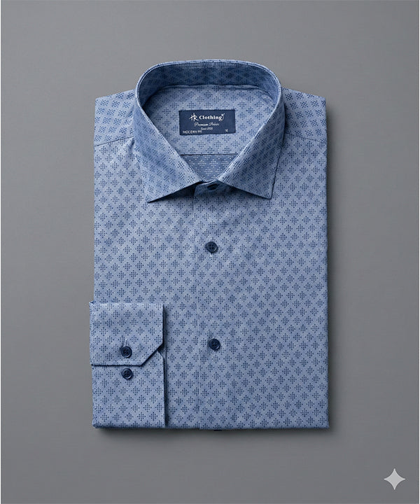 Men's Dress Shirt - Texture Blue Dsh-0289