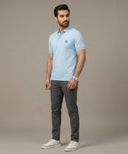 Premium Ribbed Collar Polo T-Shirt Sky TSH-7162