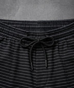 Men’s Pinstripe Drawstring Co-Ord Suit– Relaxed Fit- Black Stripe