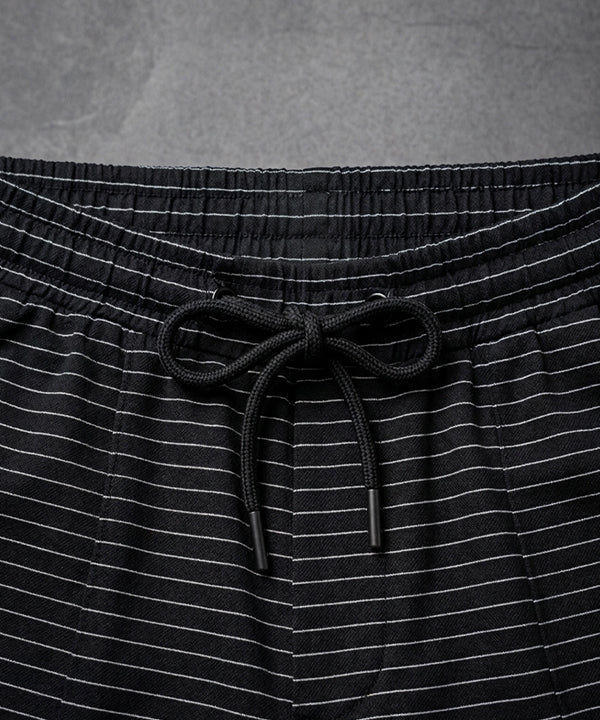 Men’s Pinstripe Drawstring Co-Ord Suit– Relaxed Fit- Black Stripe