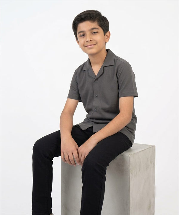 HR clothing Kids Half Sleeves Shirt - D-Grey BSH-0116