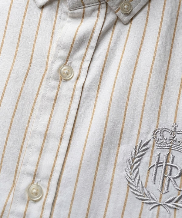 Men's Over Size Casual Shirt - Beige Stripe Shc-1937 ORG