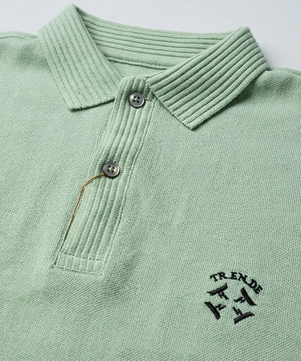 Premium Ribbed Collar Polo T-Shirt Pistachio TSH-7162