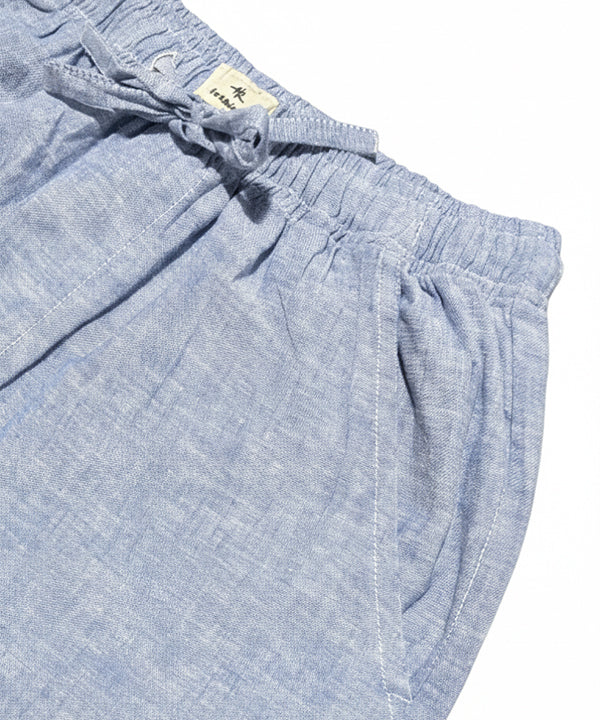 HR Clothing Men's Linen Trousers - L Blue LWR-0537