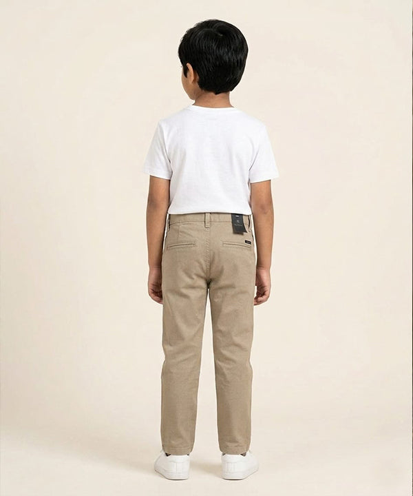 Kids Cotton Dotted-Beige Chino Pant - Bcp-0051
