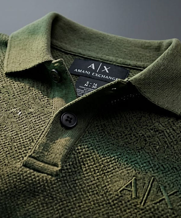 A|X Logo Self-Textured Polo T-Shirt TSH-7163 Olive