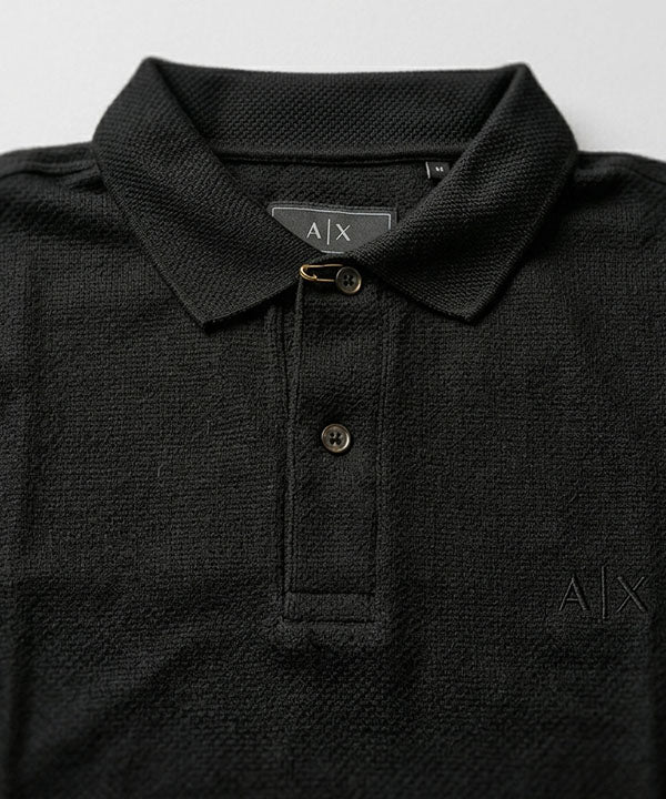 A|X Logo Self-Textured Polo T-Shirt TSH-7163 Black