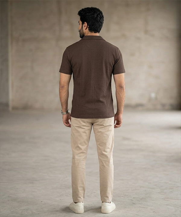 Men's Thermal Half sleves Shirt -Coffee-Brown Shc-3086