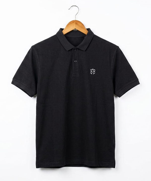 Premium Ribbed Collar Polo T-Shirt Black TSH-7162