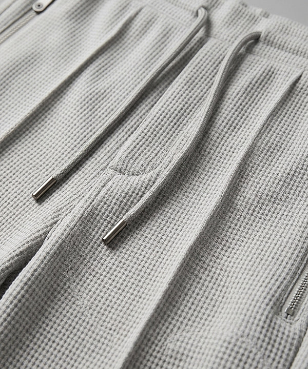 Waffle Knit Elastic Waist Trousers - L Grey Lwr-0694