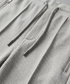 Waffle Knit Elastic Waist Trousers - L Grey Lwr-0694