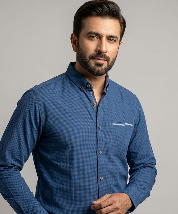 Men's Casual Shirt - Shc-1062 Dotted Blue