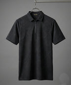 Men's T-Shirt Collar Black Zip Style Tsh-7024
