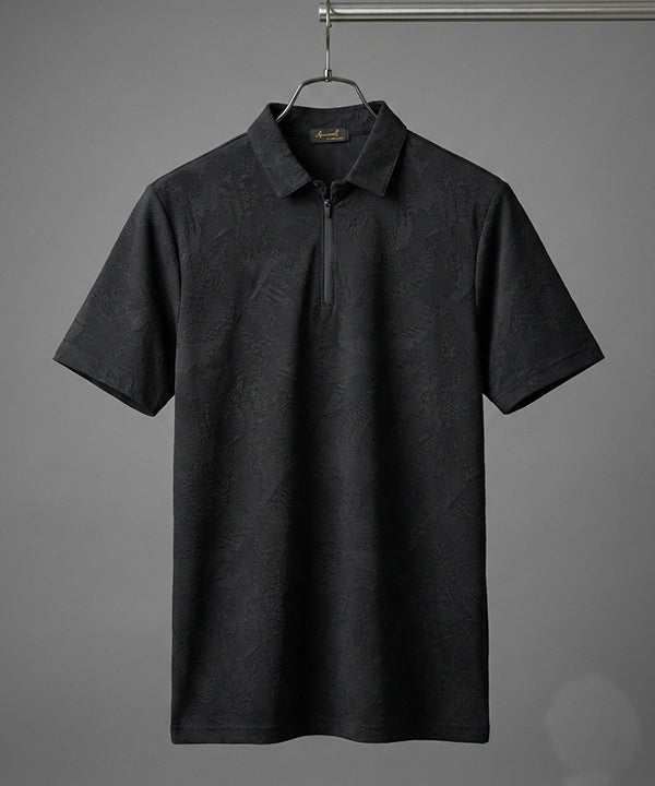 Men's T-Shirt Collar Black Zip Style Tsh-7024