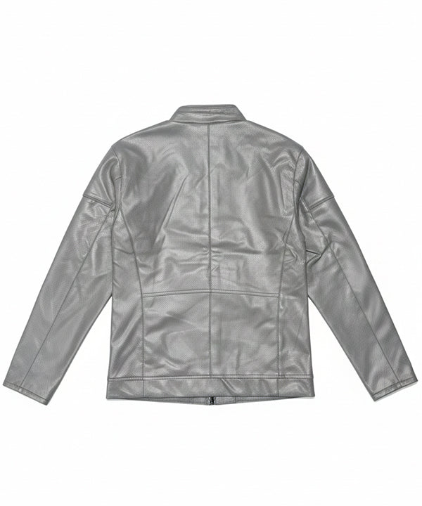 Men's Faux Leather Jacket Jk-0286 Dotted Grey