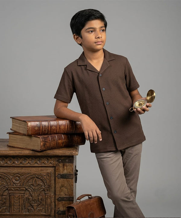 HR clothing Kids Half Sleeves Shirt - Coffee-Brown BSH-0116