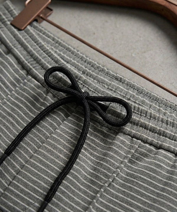 Men’s Pinstripe Drawstring Smart Baggy Trousers- LWR-0688 Green Stripe