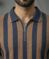 MEN'S T-SHIRT COLLAR NAVY STRIPE TSH-7160