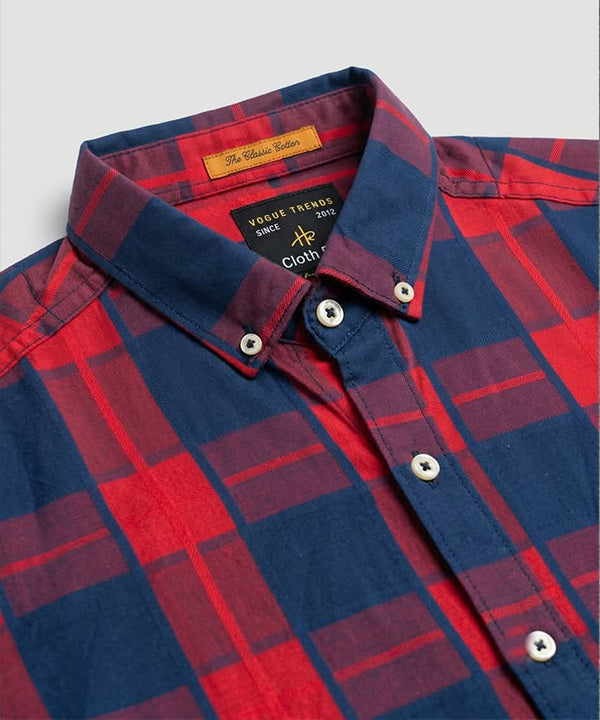 Men's Casual Check Shirt - Red-Chk - Shc-1992 -(ORG-H)