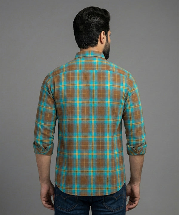 Men's Casual Shirt - Shc-1191 Ferozi Chk