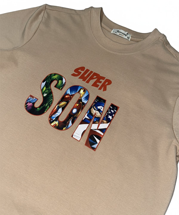 HR clothing Kids Super Son Tee's - Beige BTS-1899