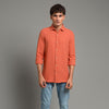 HR Clothing Men's Casual Textured Shirt - Orange