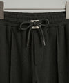 Waffle Knit Elastic Waist Trousers - Black Lwr-0694