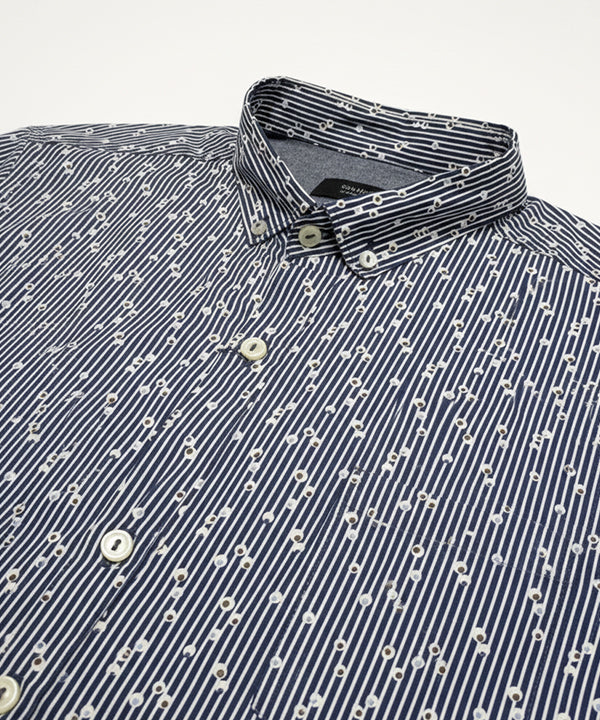 Men's Casual Shirt - Shc-1541 Navy-Stripe