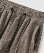 Waffle Knit Elastic Waist Trousers - Coffee Lwr-0694