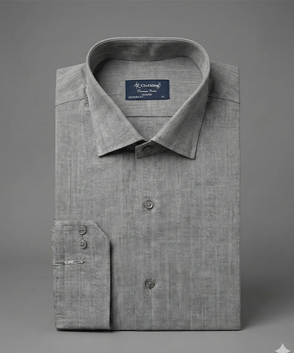 Men's Dress Shirt - Grey Stripe Dsh-0287