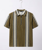 MEN'S T-SHIRT COLLAR GREEN STRIPE Old Money TSH-7161