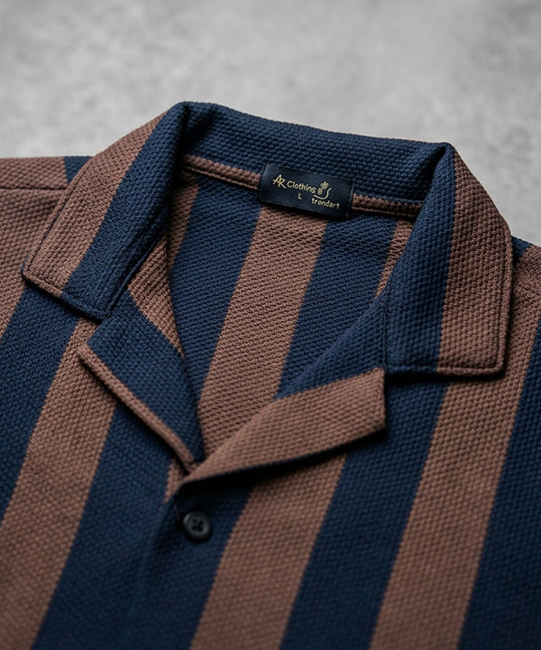 Men's Casual Shirt Half Sleeves - SHC-3069 Navy blue Stripe ( ORG )