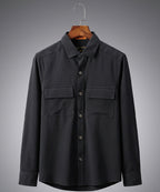 Men's Casual Shirt - Texture Black Shc-1970 Strech Fabric(ORG)