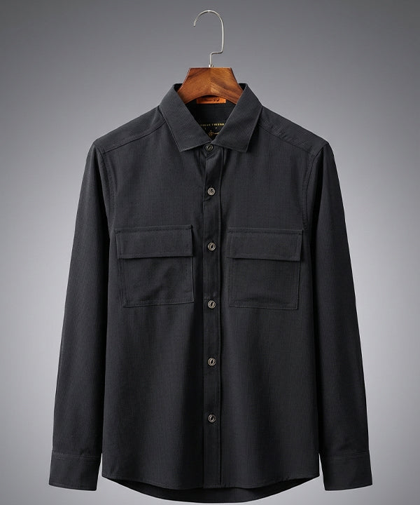 Men's Casual Shirt - Texture Black Shc-1970 Strech Fabric(ORG)