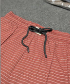 Men’s Pinstripe Drawstring Smart Baggy Trousers– LWR-0688 Maroon Stripe