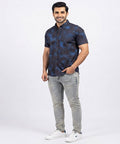 Men's Casual Printed Blue Half Sleves Shc-1778