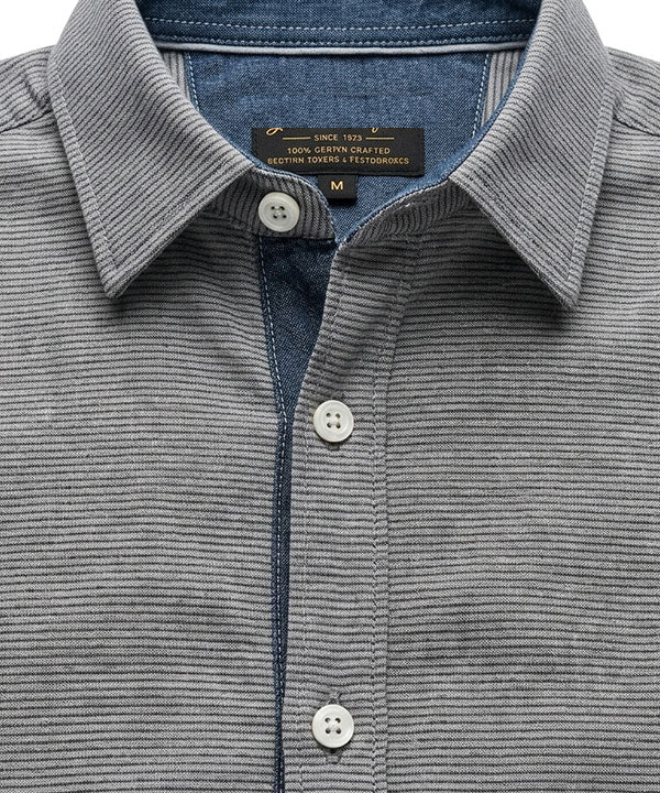 Men's Casual Shirt - L Grey Stripe Shc-1619 ORG