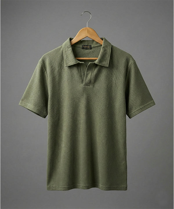 Men's T-Shirt Johnny Collar Green Tsh-5991