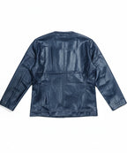 Men's Leather Jacket - Blue Jk-0314