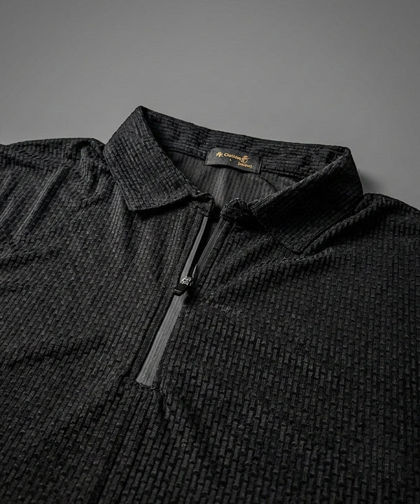 Men's T-Shirt Collar Black Zip Style Tsh-7020