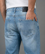 Men's Smart Baggy Denim - Ice Blue Jp-2097