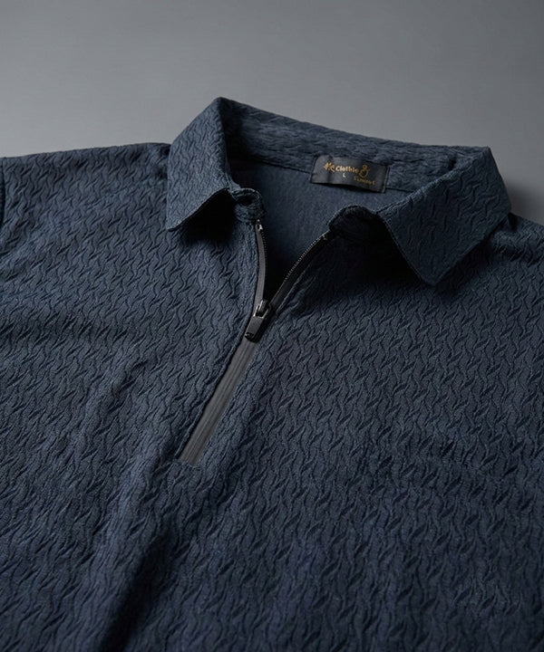 Men's T-Shirt Collar Navy Zip Style Tsh-7021