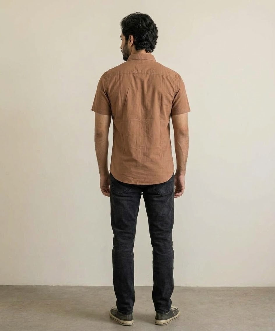 Men's Casual Shirt Half Sleeves - Brown Shc-1927 (ORG-H)