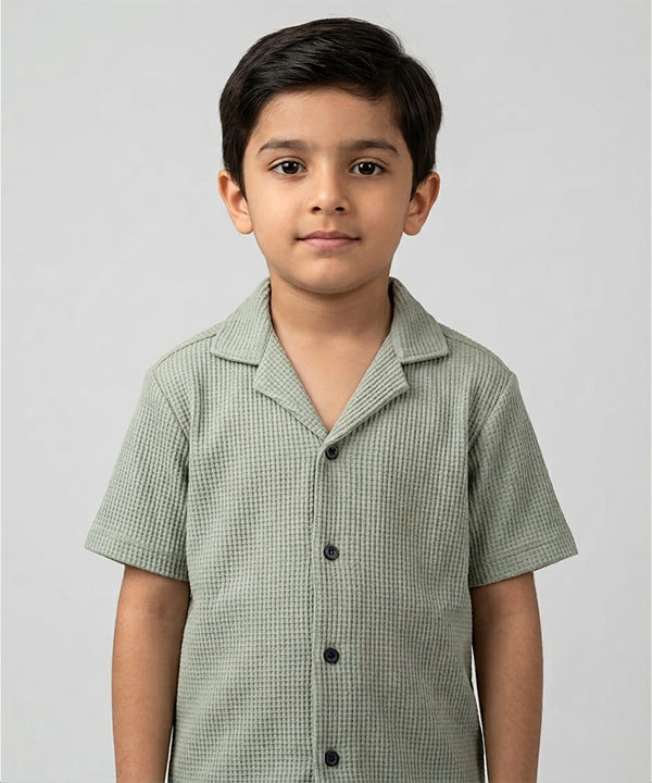 HR clothing Kids Half Sleeves Shirt - L-Green BSH-0116